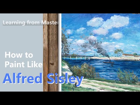 How to Paint Like Alfred Sisley   Impressionist Landscape  acrylic painting tutorial