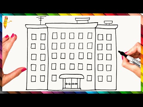 how to draw a school building step by step