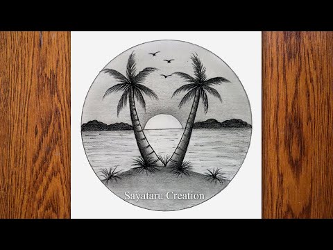 easy pencil drawings of beaches